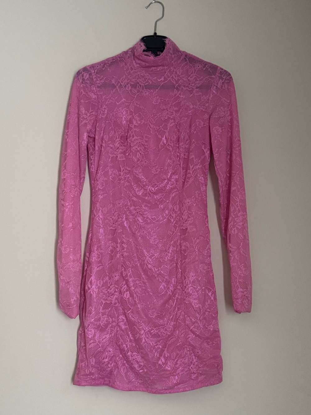 NWT SKIMS LACE TURTLENECK DRESS | BUBBLE GUM / PINK IN M